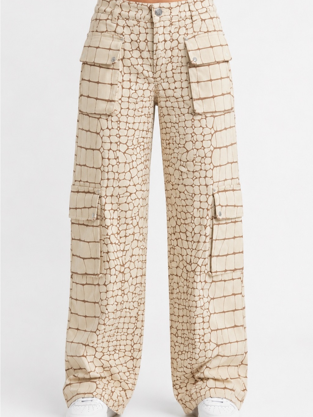 Manière De Voir Croc Print Wide Leg Cargo Pants Size 6